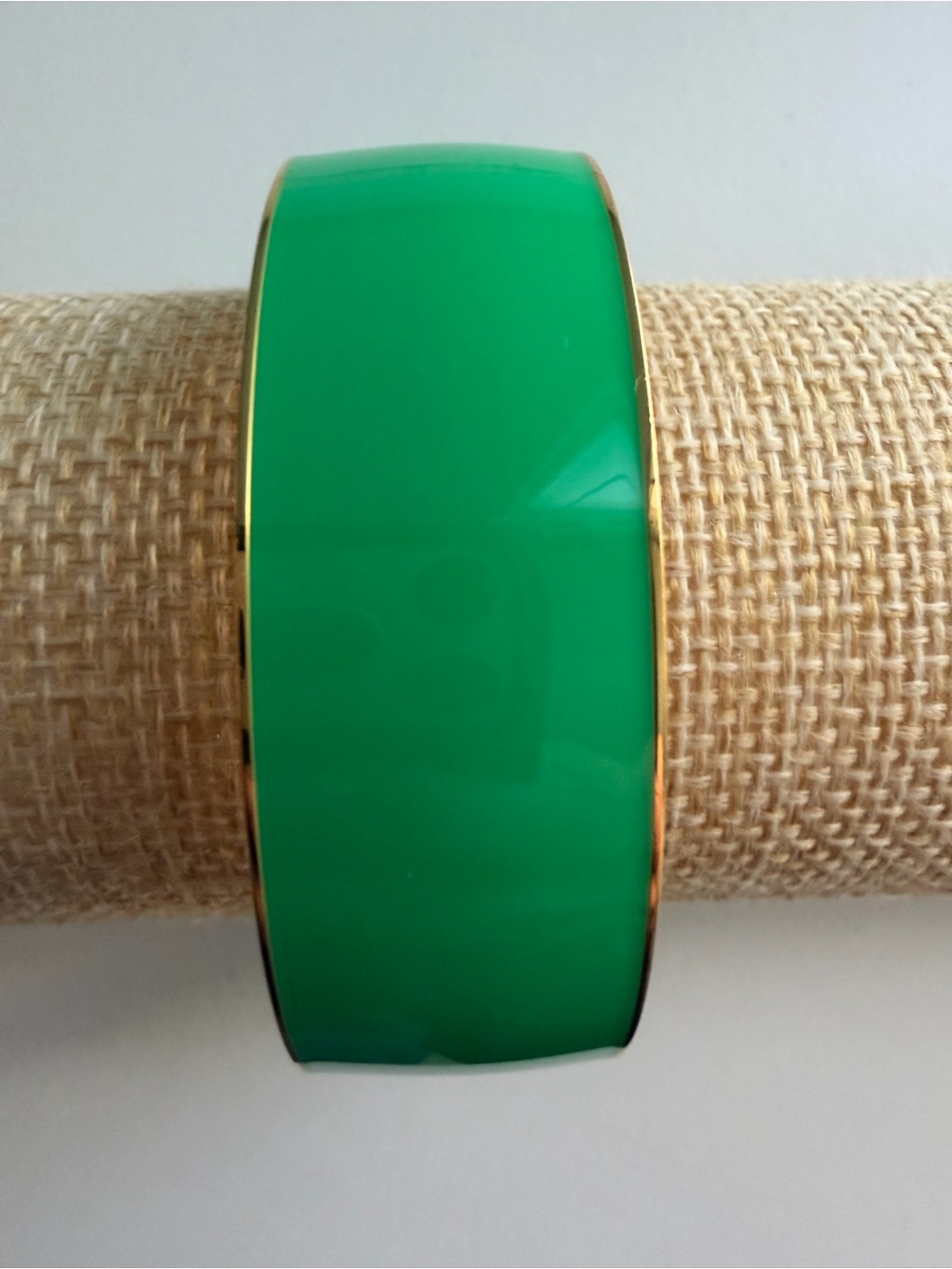 J. Crew Wide Kelly Green Enamel and Gold Bangle Bracelet